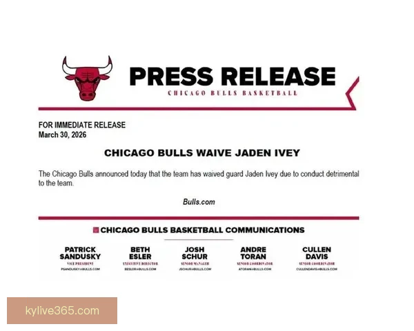 艾维被裁细节曝光 全额领取剩余薪水 公牛队无球员为其惋惜